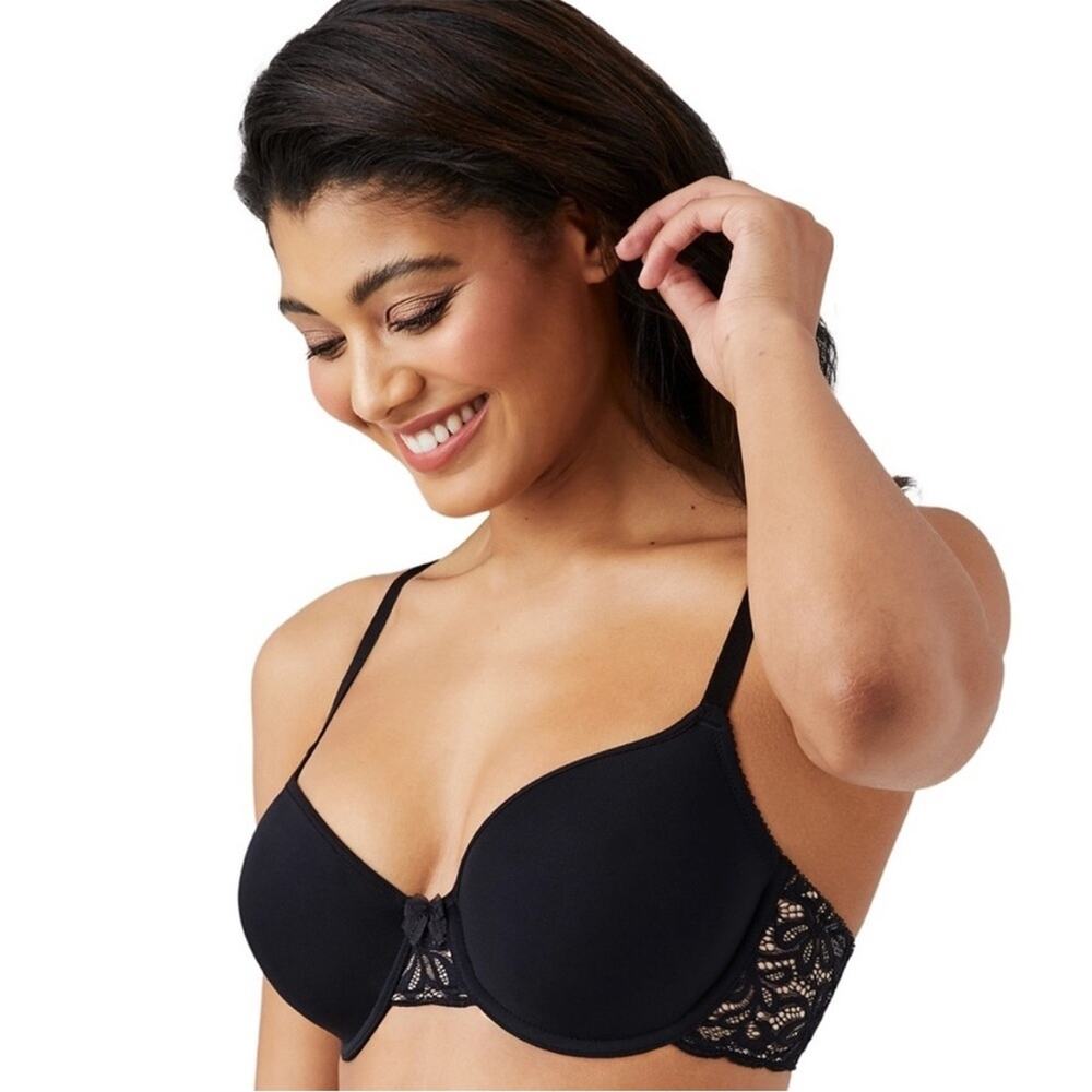 Wacoal 853166 All Dressed Up Seamless T-Shirt Bra in black lace 32D